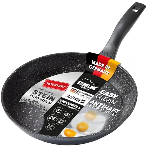 STONELINE Bratpfanne 28 cm - Induktion geeignet - Pfanne mit echter Steinpartikel-Beschichtung für fettfreies Braten. Ideal für alle Herdarten, kratzfest und leicht zu reinigen.