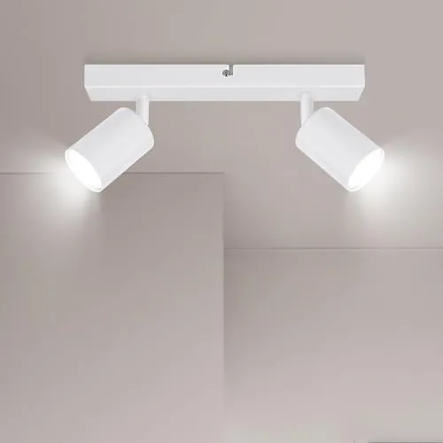 Ketom Deckenstrahler LED Weiß - Deckenstrahler 2 Flammig - LED Deckenleuchte Schwenkbar - GU10 Deckenlampe Spot - Spotlight Lampe Modern - Strahler Deckenspot für Küche, Wohnzimmer, Schlafzimmer