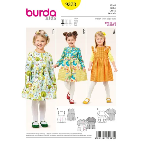 Burda Kids 9373 Kinderkleider Nähmuster 6M von Burda