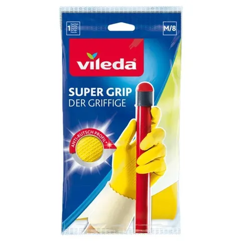 Vileda Der Griffige Super Grip Handschuhe Latex / 1 Paar in Gr. M NEU/OVP