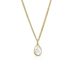 Elli Kette mit Anhänger Zirkonia Tropfen 925 Sterling Silber, Tropfen weiß 50