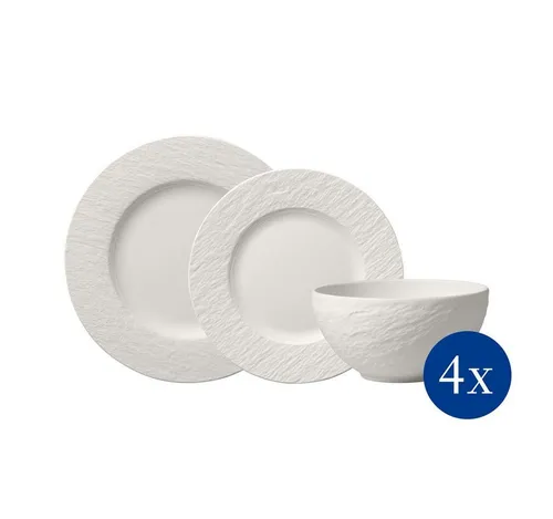 Villeroy & Boch Manufacture Teller-Set, 12tlg für 4 Personen - Das elegante 12-teilige Geschirrset in Schiefer-Optik vereint handwerklichen Stil und modernes Design. Ideal für jeden Anlass, spülmaschinen- und mikrowellengeeignet. Perfekt als Geschenk oder für die eigene Tafel.