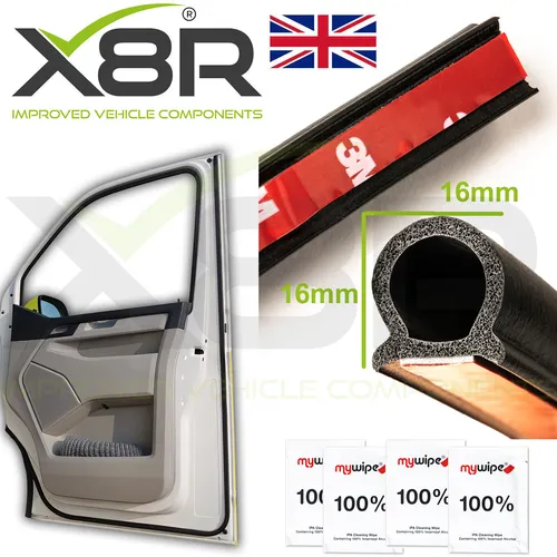 VW T5.1 T6 Transporter Extra Cab Türdichtung Upgrade 16 x 16mm - Hochwertige Türdichtung für VW T5.1 und T6, verbessert die Isolation und Dämpfung, ideal für ein leiseres Fahrerlebnis.