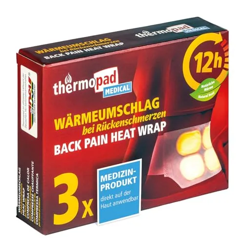 THERMOPAD Medical Wärmeumschlag – 3 medizinische Wärmegürtel für 12 Stunden Wärme bei Rückenschmerzen – GR. S-XL (Stretch/Klett) I Wärmegurt aus Wärmepads – Rückenwärmer