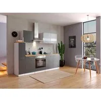 Respekta Küchenzeile KB240WG 240 cm Weiß in grau von Respekta