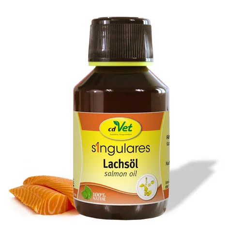 cdVet Singulares Lachsöl, Ergänzungsfutter für: Hunde, Katzen, 100% Naturprodukt, ohne Füllstoffe, ohne synthetische Zusatzstoffe