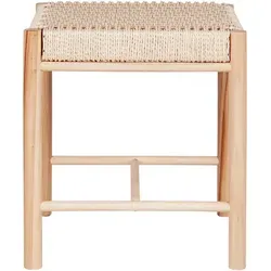 Hocker DROP ABANO - Mobiler Sitzkomfort - Hocker aus Pappelholz mit naturfarbenem Papierschnur-Geflecht. Ideal für vielseitige Nutzung, passt in jeden Raum und überzeugt mit skandinavischem Design.