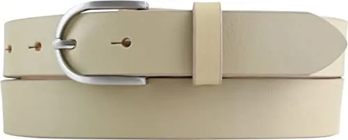 BELTINGER Damen-Gürtel aus Vollrindleder 3 cm | Leder-Gürtel für Damen 30mm | Chino-Gürtel mit runder Gürtelschließe | Beige 105cm