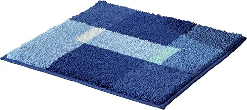 Erwin Müller WC-Vorlage ohne Ausschnitt Zagori, rutschhemmend blau Größe 50x50 cm - herrlich weich und flauschig, für Fußbodenheizung geeignet (weitere Farben)