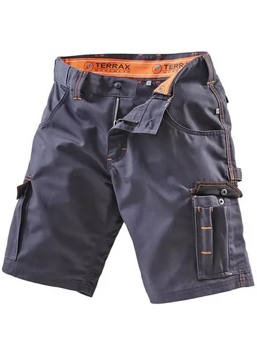 Terrax Workwear Arbeitsshorts 20388 grau|schwarz Größe 52 - Robuste Arbeits-Shorts aus 65% Polyester und 35% Baumwolle, ideal für Handwerk und Industrie, bequem und strapazierfähig.