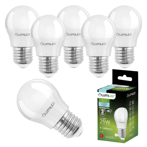 LUMILED LED Lampen E27 P45 2,5W ersetzt (25W Glühlampe) 6 Stück Set 249lm 6500K kaltweiß 180 Grad Lichtwinkel 230V Glühbirne Birne Leuchtmittel Kugelform Kugel Energiesparlampe
