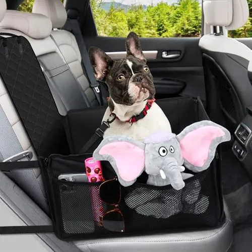 Mozvvco Hunde Autositz Rückbank, Extra Stabiler Hundeautositz Hundesitz Kleine bis Mittlere Hunde, Wasserdichter Autositz Hund mit Sicherheitsgurt, Hundekorb Auto für Rück- und Vordersitz, Schwarz