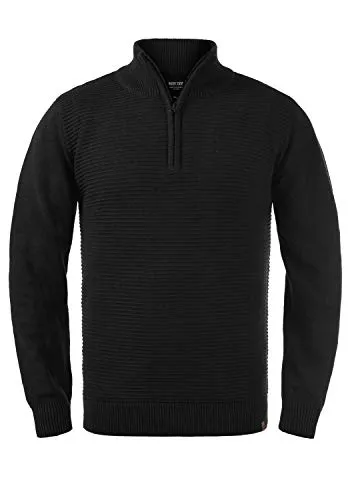 Indicode Richard Herren Strickpullover Troyer Grobstrick Pullover, Größe:L, Farbe:Black (999)