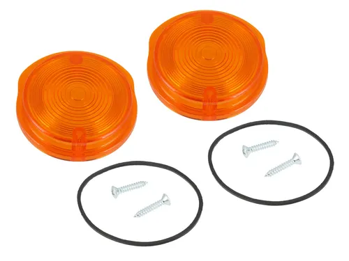 Set: 2x Blinkerkappe vorn, rund, orange inkl. Gummidichtring + Schrauben - für S