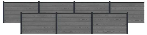 vidaXL Zaunelement 7 Stück WPC und Aluminium Grau - Modernes Zaunelement aus robustem WPC und Aluminium für Privatsphäre und Sicherheit im Außenbereich. Wetterbeständig und pflegeleicht, ideal für individuelle Gartenlayouts.