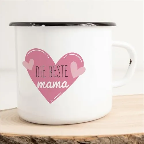 Huuraa Emaille Tasse Die Beste Mama Geschenk Kaffeebecher Vintage 300ml Die Beste Mama Geschenkidee
