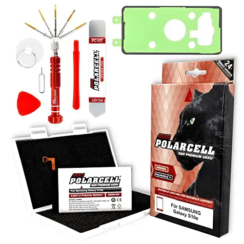 Akku für Samsung Galaxy S10e SM-G970F - 3250mAh Profi-Set - Akkus für Samsung Galaxy S10e, inklusive Profi-Werkzeugset und Kleber-Set für einfache Installation. Hohe Kapazität von 3250mAh für längere Nutzung.
