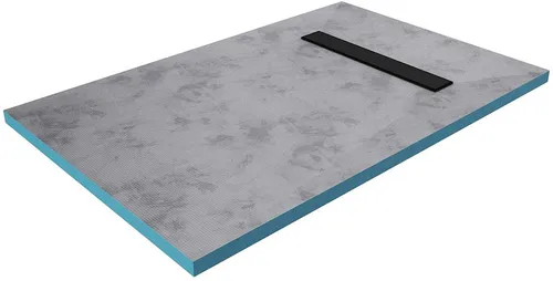Marwell Duschwanne, silber, 120cm x 4cm x 80cm - Extraflache Duschwanne für barrierefreien Einbau, ausgestattet mit einer praktischen Ablaufabdeckplatte und Ablaufrinne. Ideal für modernes Badezimmer-Design.