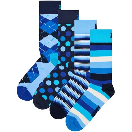 HAPPY SOCKS Happy Socks 4er Pack Unisex Socken - Geschenkbox, Classics, gemischte Farben - Set aus 4 verschiedenen, bunten Unisex Socken aus hochwertiger Baumwolle. Ideal als Geschenk, in einer ansprechenden Box verpackt – für jeden Anlass geeignet.