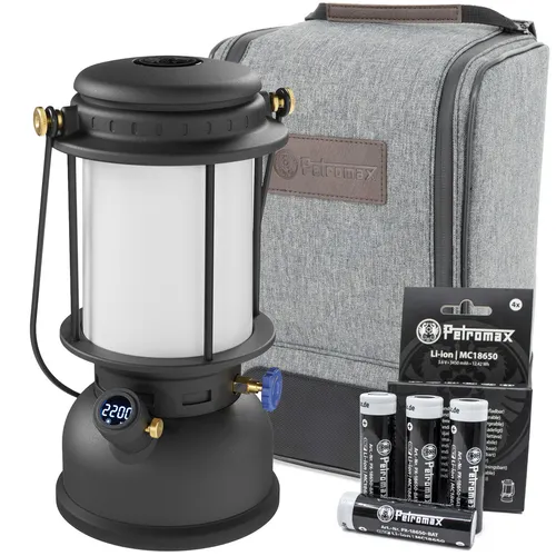 Petromax LM500 | LED Laterne Outdoor | 160 Std. | inkl. 4er Pack Akku und Tasche