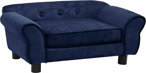 vidaXL Hundesofa Blau 72x45x30cm - Plüsch Hundebett für Komfort - Hundesessel & -sofas, dick gepolstert mit rutschfesten Holzbeinen für Stabilität und waschbarem Kissenbezug, ideal für Hunde und Katzen.