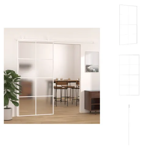 vidaXL Schiebetür ESG Glas und Aluminium mattiert 102,5x205 cm Weiß