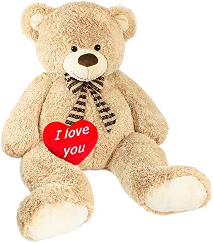 BRUBAKER Riesiger XXL Teddybär 150 cm mit 'I Love You' Plüschherz - Stofftiere & Teddybären – XXL Teddybär (150 cm) mit weichem Fell und einem liebevollen 'I Love You' Herz, perfekt zum Kuscheln und Verschenken.