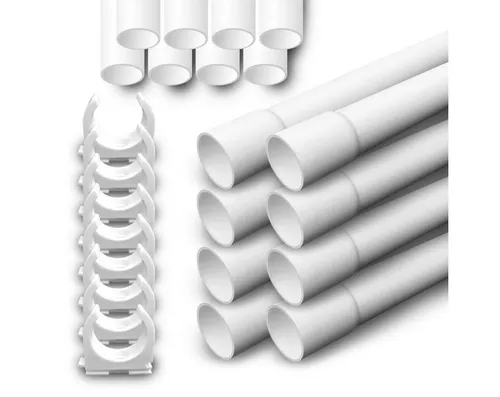 ARLI Kabelkanal M25 mit 25 Klemmschellen - 12 Meter PVC Rohr - Praktisches Set aus 12 Kabelrohren (1m) und Klemmschellen, ideal für die sichere Installation von Kabeln. Hergestellt aus schwer entflammbarem PVC für langlebige Anwendungen.