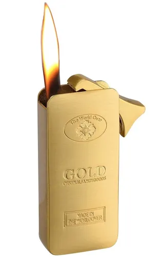 Goldbarren Feuerzeug nachfüllbar Goldfarben Metallfeuerzeug gelb Gold Barren
