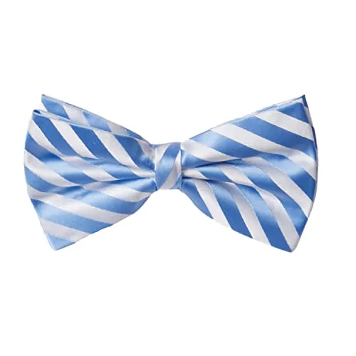 Fabio Farini - Gestreifte Fliege Herren vorgebunden & verstellbar, Querbinder für feierliche Anlässe, klassische Schleife Himmelblau Weiß