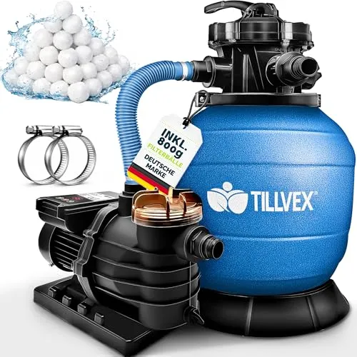 tillvex Sandfilteranlage Pool mit Timer 10 m³/h