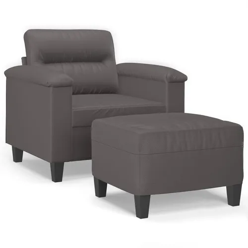 vidaXL Sessel mit Hocker Grau 60 cm Kunstleder - Hocker und Sessel in einem: Bequem, langlebig und ideal zum Entspannen. Das schlichte, moderne Design passt perfekt in jedes Zuhause.