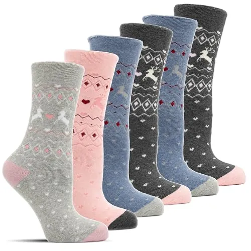 Frostfighter Damen Thermosocken 6er Pack – Weich, bequem & ohne Einschnürung – Perfekt für kalte Tage (DE/NL/SE/PL, Numerisch, 35, 38, Regular, Regular)