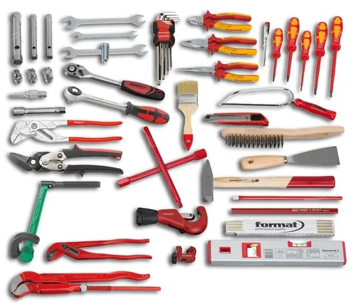 FORMAT Werkzeugsortiment Sanitär 50-teilig - Werkzeugkästen & -taschen: Umfassendes 50-teiliges Sortiment für Sanitärarbeiten, ideal für Profis und Heimwerker.