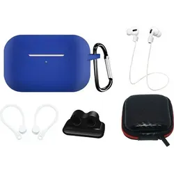 AirPods Pro 2 / AirPods Pro 1 Silikonhülle + Etui / Ohrbügel / Umhängeband / Uhrenarmbandhalter / Karabiner-Set - Blau - Blau