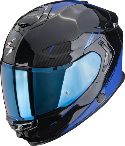 Scorpion EXO-GT SP Air Integralhelm - Schwarz/Blau - M - Premium Integralhelm mit innovativer Carbonmatrix für optimalen Schutz und Komfort. Genießen Sie eine klare Sicht und ein leises Fahrgefühl dank fortschrittlicher Belüftung und Geräuschreduzierung.