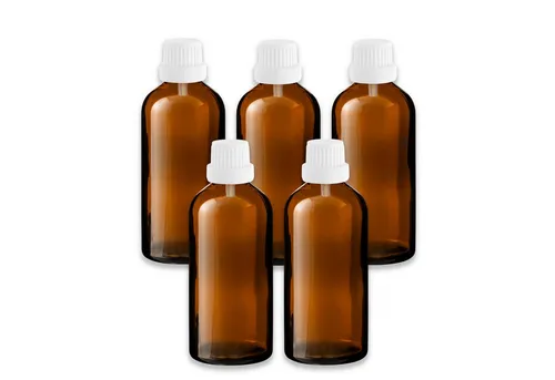 CK Verpackung GmbH Zerstäuberflasche 5x Braunglasflasche 100 ml mit weißem Tropfer Tropfeinsatz 18/415 Set