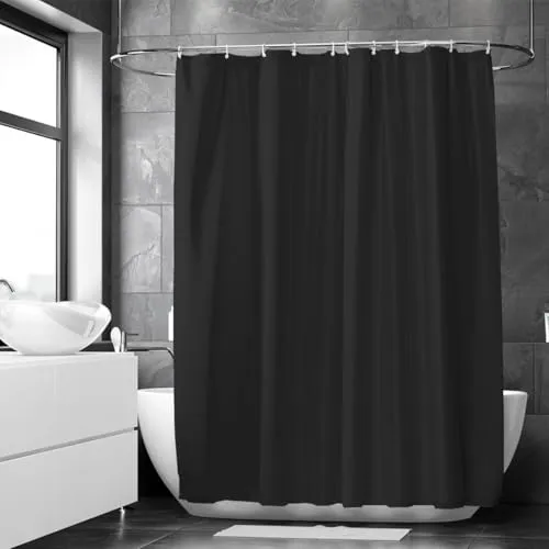 Loti Living Anti-Schimmel Duschvorhang 180x200 cm - Schwarz Polyester - Inkl. Ringe - Shower Curtains - Badewanne - Anti-Schimmel