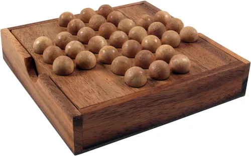Brettspiel, Gesellschaftsspiel aus Holz - Solitär, Steckhalma aus Holz