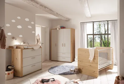 Mäusbacher Babyzimmer-Set Lilly 3tlg. Holzoptik Asteiche