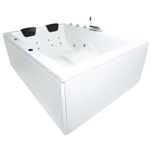 Basera® Basic Indoor Whirlpool Badewanne XXL Wave für 2 Personen - Badewannen mit Sprudelfunktion für den Außenbereich, mit 16 Massagedüsen und Wasserfall für entspannende Wellness-Momente zu zweit. Hergestellt in Deutschland für höchste Qualität und Langlebigkeit.