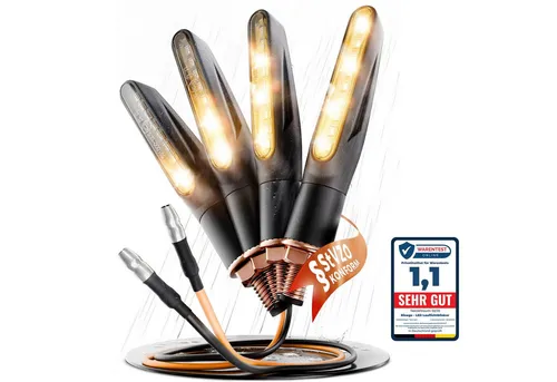 Binego Blinker LED Motorrad E Geprüft Mini mit Lauflicht - LED Blinker für Motorrad, Roller und Quad, StVZO konform mit sequentiellem Lauflicht für bessere Sichtbarkeit und Sicherheit.