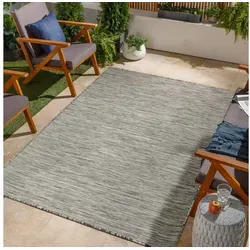 Jimri Outdoorteppich Key West, Rechteckig, Outdoor Teppich Balkonteppich Terassenteppich grau|silberfarben Rechteckig | 80 cm x 150 cm