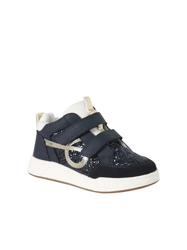 Vertbaudet Mädchen High-Sneakers mit Glitzer, 2 Klettriemchen Marine 26