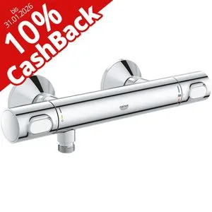 Grohe Precision Flow Brausethermostat 34840000 - Armaturen mit EcoJoy Technologie, sicherer Temperaturkontrolle und eleganter GROHE StarLight Oberfläche für ein modernes Badezimmer.