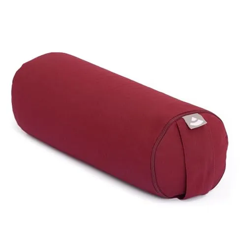 Bodhi Yoga Mini Bolster ECO | Ø 14 cm | 100% Bio-Baumwolle | Nackenrolle mit Buchweizenschalen | Yogabolster mit abnehmbarem und waschbarem Bezug | Yogarolle für Meditation | Bordeaux