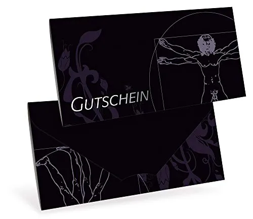 Gutscheinkarten (10 Stück) - Geschenkgutscheinkarten für Physiotherapie, Massage, Wellness - DIN lang Faltkarte verschließbar, blanko Vordruck zum Eintragen der Werte