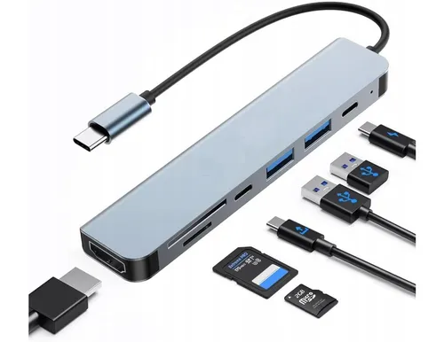 Dockingstation Adapter USB-C 7 in 1 Hub HDMI 4K UHD