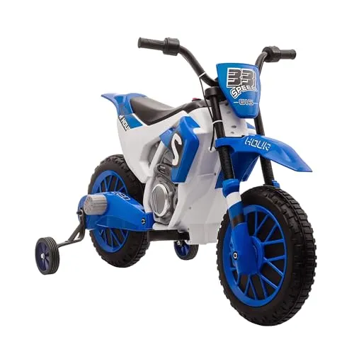 HOMCOM Kinder Elektro-Motorrad 12V - Elektrofahrzeug für Kinder ab 3 Jahren mit 2 abnehmbaren Stützrädern für sicheren Fahrspaß und eine Geschwindigkeit von bis zu 8 km/h.
