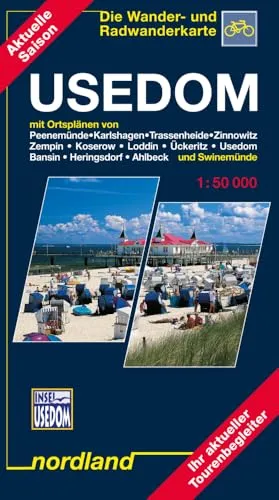 Usedom: mit Ortsplänen von Peenemünde, Karlshagen, Trassenheide, Zinnowitz, Zempin, Koserow, Loddin, Ückeritz, Usedom, Bansin, Heringsdorf, Ahlbeck ... und Radwanderkarte (Deutsche Ostseeküste)